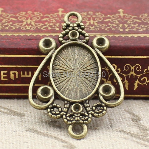 Bezels Set Pendant - Cadre en alliage Bronze, 50 pièces/lot,